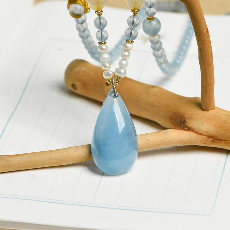Aquamarine teardrop necklace