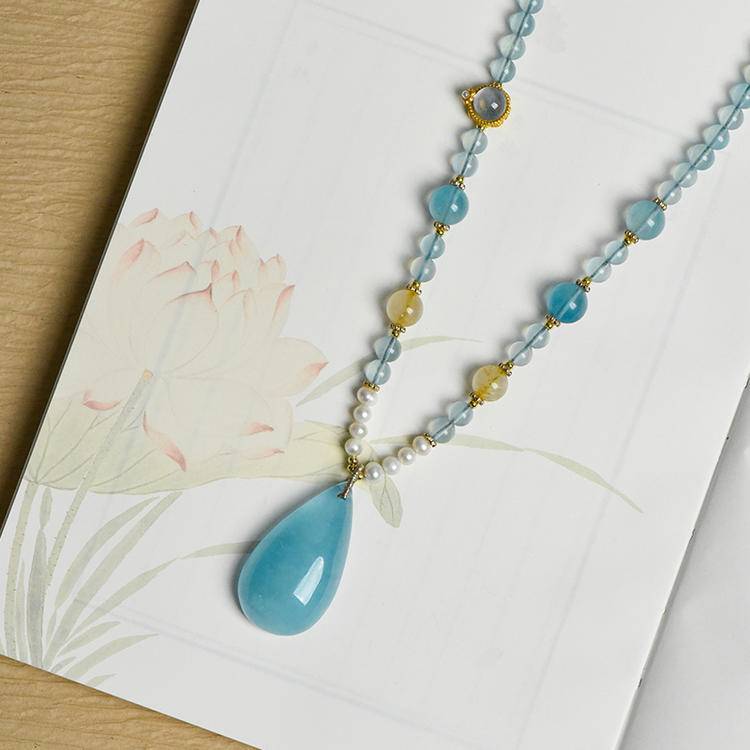 Aquamarine teardrop necklace