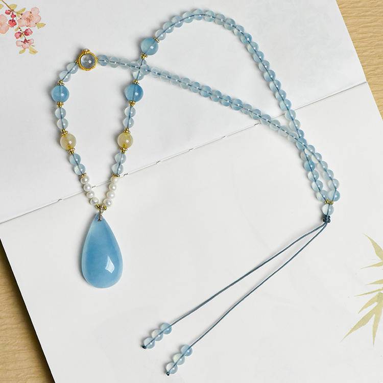 Aquamarine teardrop necklace