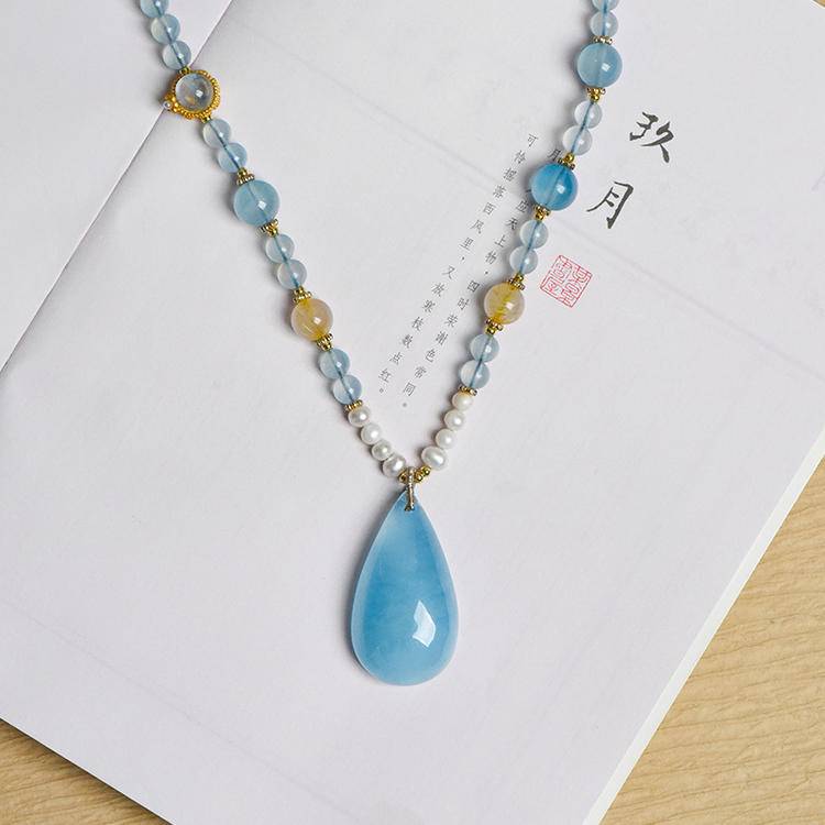 Aquamarine teardrop necklace